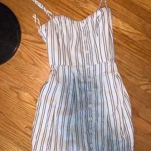 Blue Pinstripe Sleeveless Dress